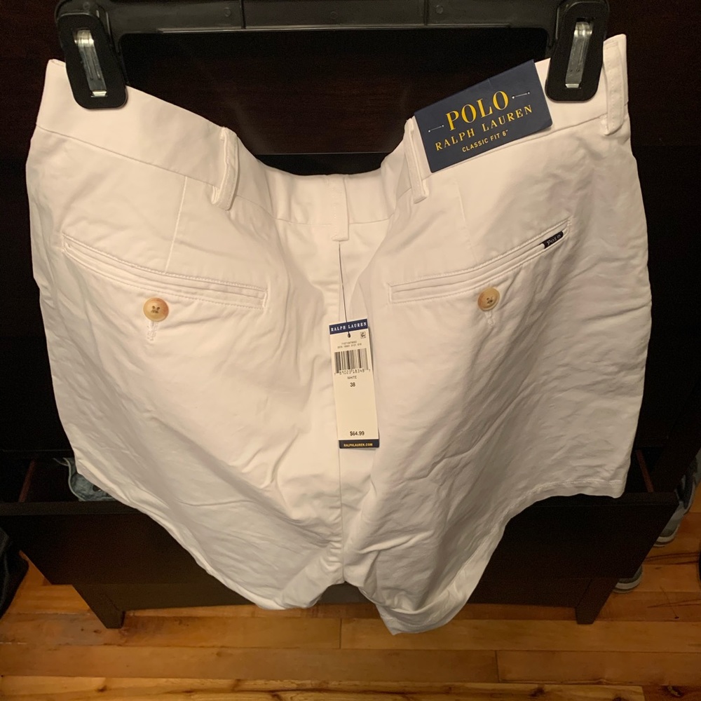 White polo Ralph Lauren shorts